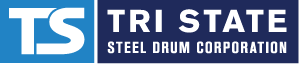 Tristate Drum Logo, TS on the left in a lighter blue square. Tri State Steel Drum Corporation in a dark blue on the right.