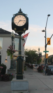 Association of Municipalities of Ontario. Street light pole with a clock.