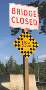Association of Municipalities of Ontario. Bridge closed sign.