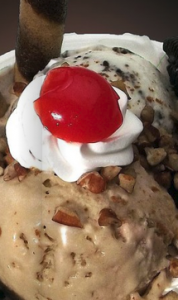 Mister Softee, Ice cream with nuts, whipped cream and a cherry on top.