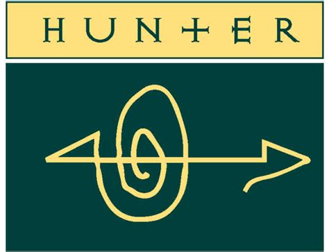 Hunter Panels logo. The word Hunter at top and a symbol below with a swirl and arrow.