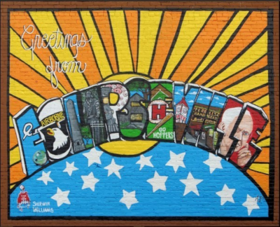 Hopkinsville Kentucky, Wall mural that says Greetings from Eclipseville.