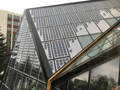 University of Alberta, solar atrium outside roof.