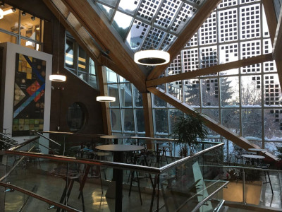 University of Alberta, solar atrium view from inside.