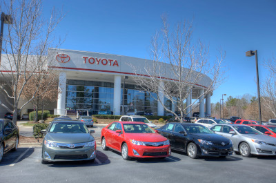 Anderson Automotive Group Toyota building with cars out front.