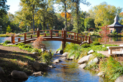 Elkhart County, Indiana creek with a bridge going over it.