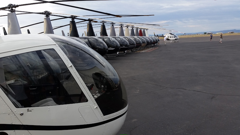 Cedar City Regional Airport row of helicopters.