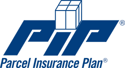 PIP (Parcel Insurance Plan) logo. PIP initials with a box dotting the i.