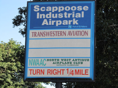 Scappoose Industrial Airpark sign.