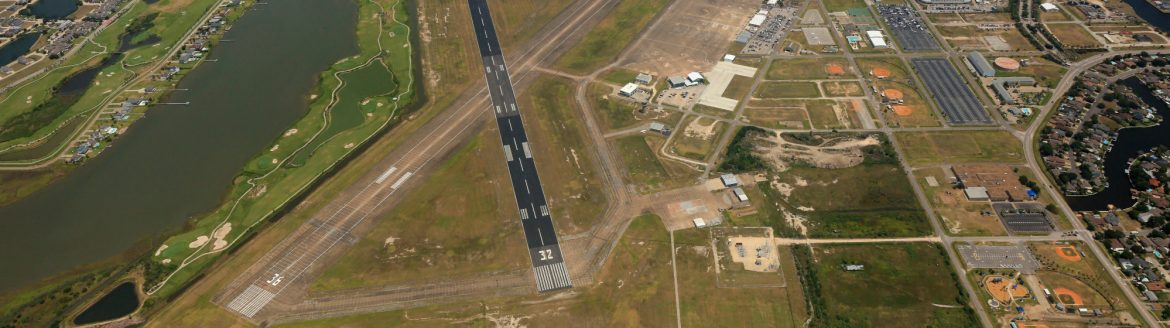 Scholes International Airport aerial view.