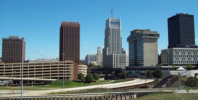 Akron, Ohio city view.
