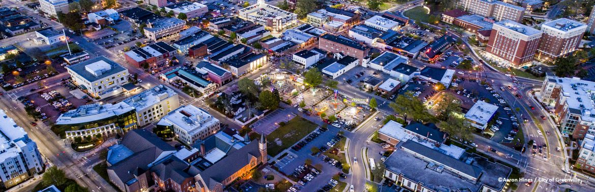 Greenville, North Carolina city view aerial.