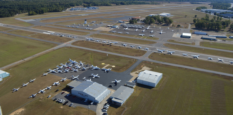 Tuscaloosa Regional Airport grounds aerial view.