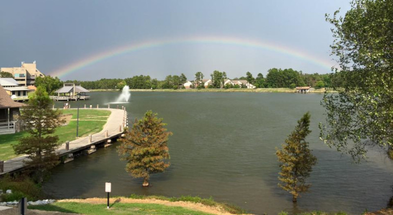 Maumelle, Arkansas rainbow over the water.