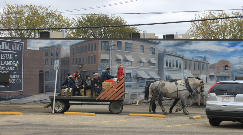 Lacombe, Alberta hay ride in town.