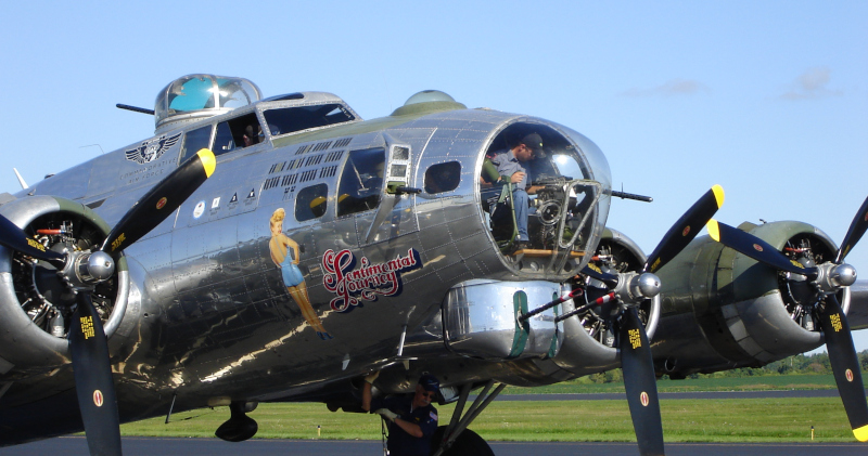 Allen County Regional Airport B17 bomber on the runway/