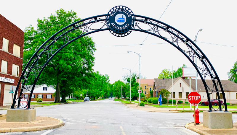 Blytheville, Arkansas restored archway to city.