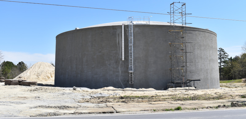 Newberry, South Carolina water tank construction showing a water tank under construction.