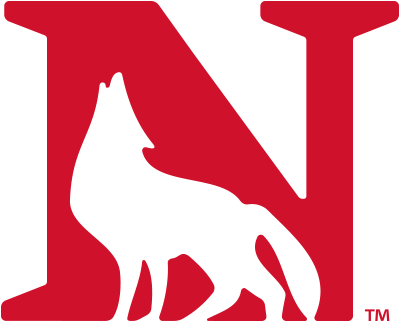 Newberry College, South Carolina logo with a red n and a wolf outline creating part the the N shape. Clicking this logo will take you to their website.