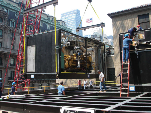 New York State Energy Research & Development Authority Genset 1 Module being installed on top of a building.