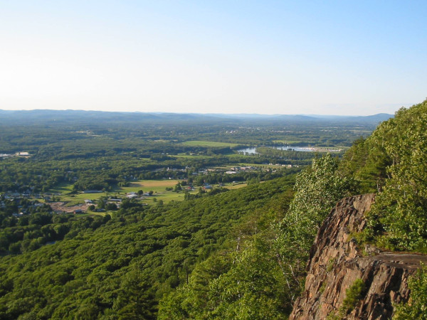 Easthampton, Massachusetts , view of green hillside looking out.