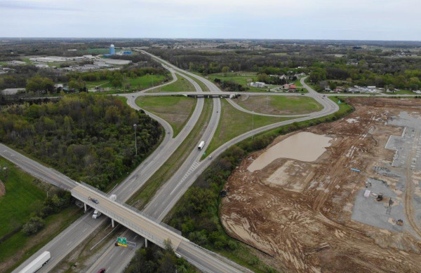 Xenia, Ohio aerial view of highways.