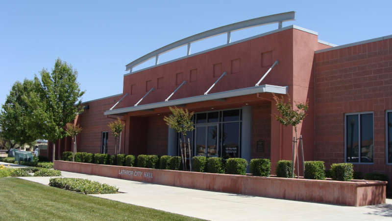 Lathrop, California city hall building.