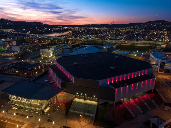 Charleston Coliseum & Convention Center aerial view.