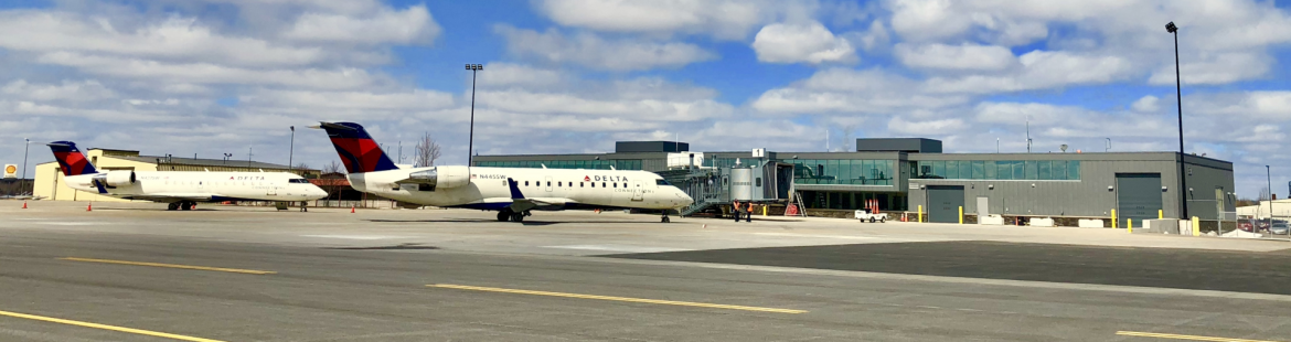 Range Regional Airport, Delta commercial jets parked.
