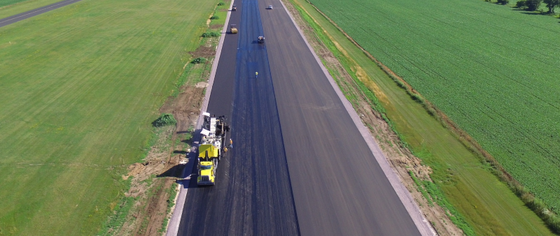 Baraboo-Wisconsin Dells Airport runway during repaving and reconstruction.