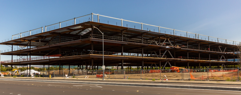 Dublin, California construction project with the basic support structure up.