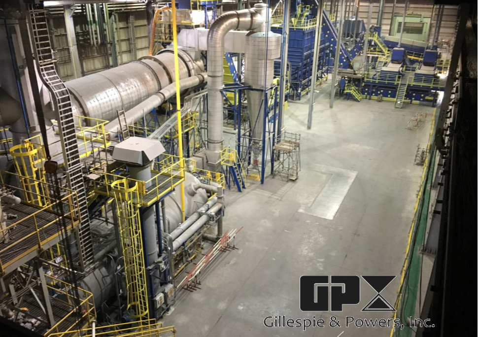 Gillespie & Powers Inc. view of a furnace in the warehouse.