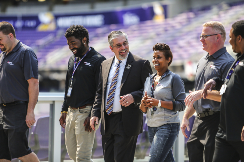 U.S. Bank Stadium General Manager Patrick Talty with staff members.