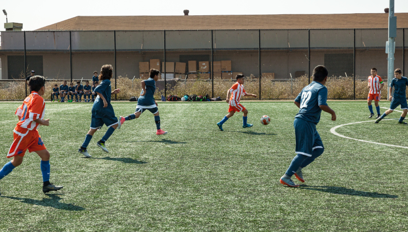 San Pablo, California kids playing soccer.