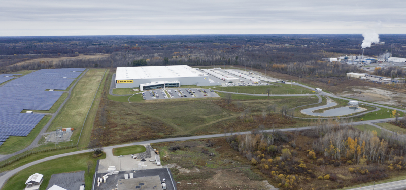 United Counties of Leeds and Grenville industry area with solar panels on the left.