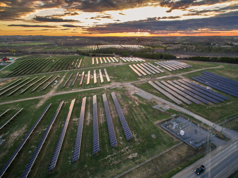 Peterborough, Ontario Drone Solar Farm aerial