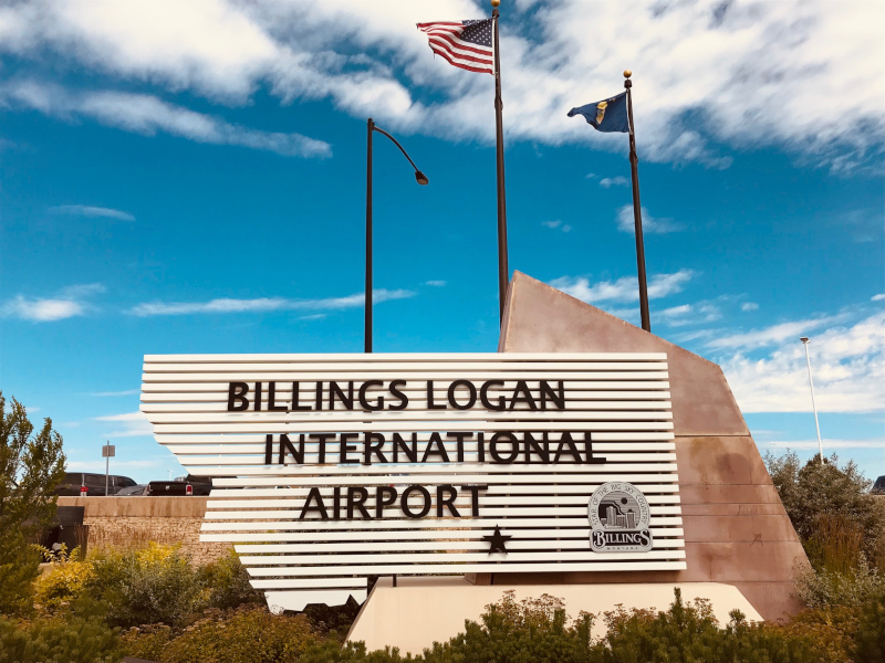 Billings Logan International Airport entrance sign.