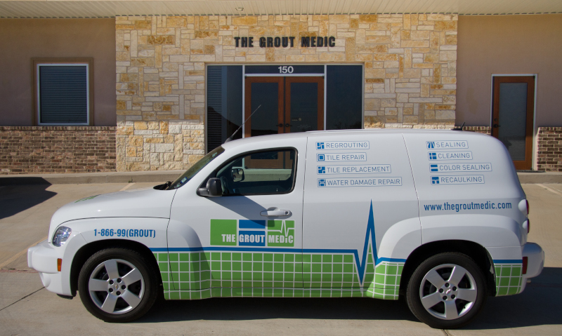 The Grout Medic van with branding.