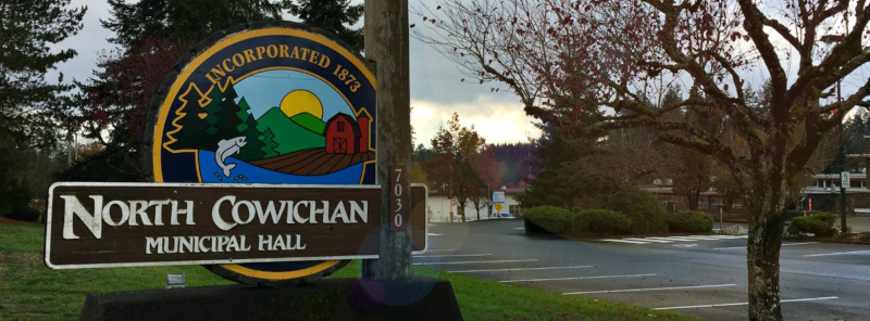 North Cowichan, British Columbia Municipal Hall sign.