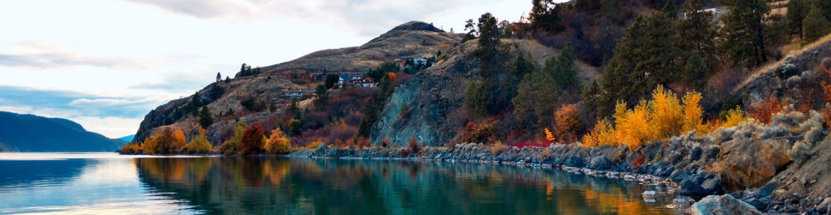 Regional District of North Okanagan, British Columbia scenic fall view of water and mountain by Heide Roseberry