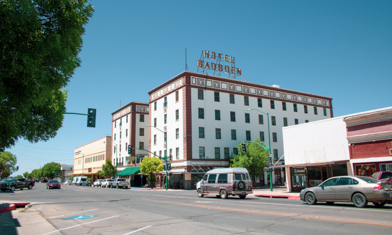 Douglas, Arizona hotel exterior from across the street.