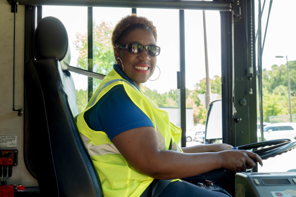 GoDurham bus operator at the wheel