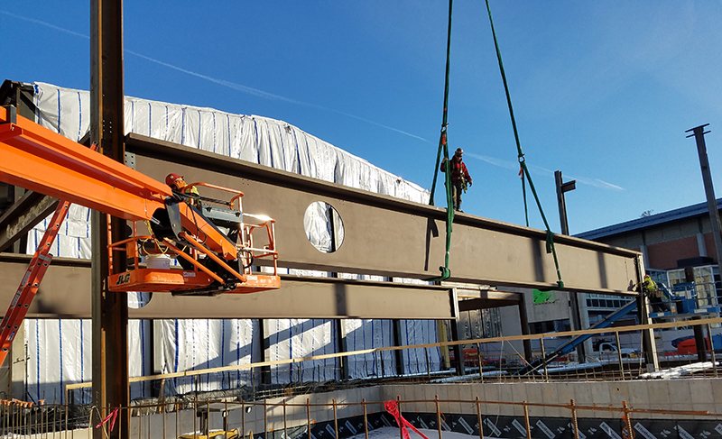 Syracuse-University-Barnes-Center-Plate-Girders-installation