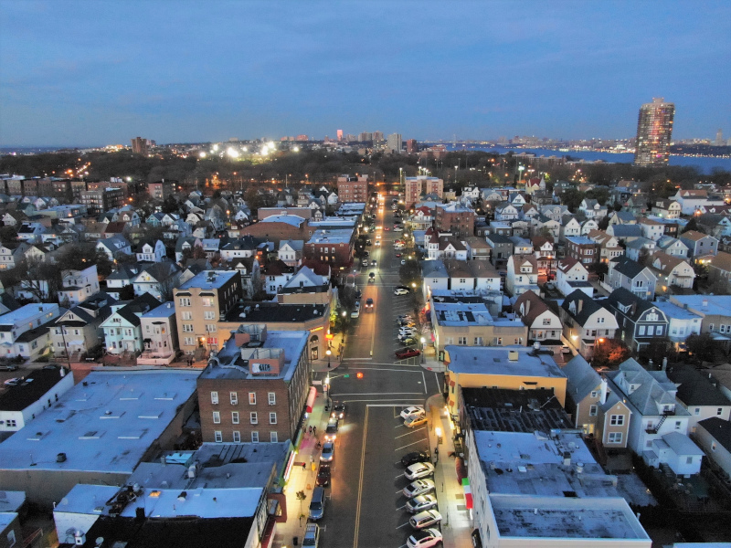 North Bergen, New Jersey aerial view of broadway