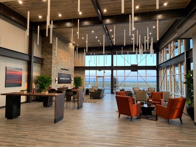 Rocky Mountain Airport KBJC Sheltair FBO interior view.