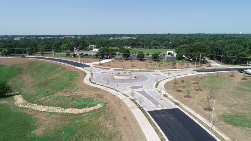 Linaweaver road construction aerial roundabout