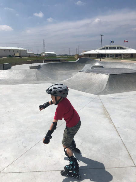 Municipality of Springfield, Manitoba skate park with a child in skates