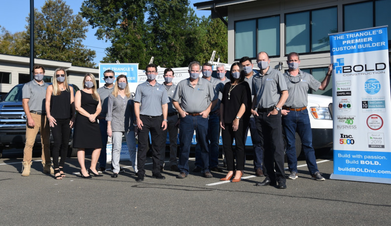 Bold Construction group photo wearing masks