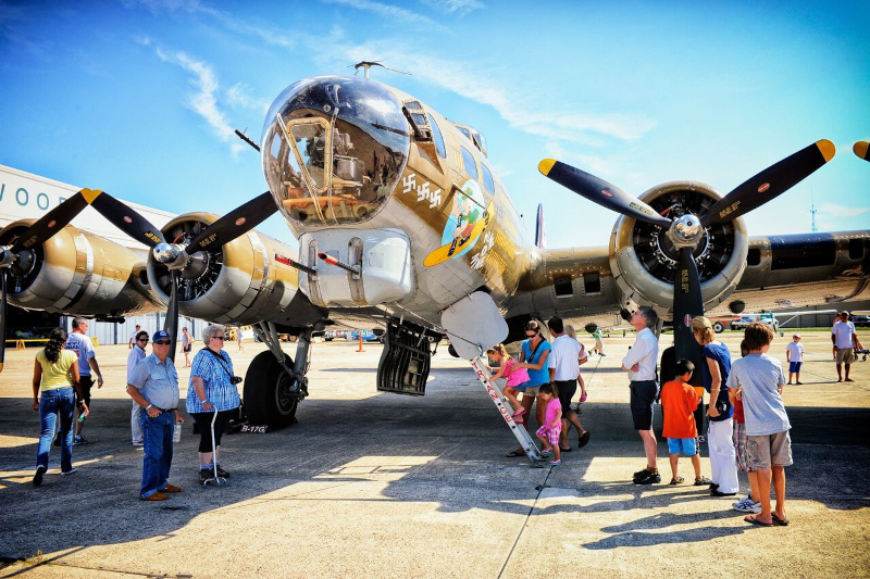 Cape May County, New Jersey world war II airplane on runway with people